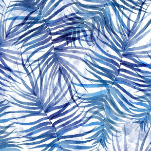 Blue Watercolor Palms 24”