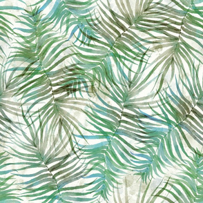 Fern-green Watercolor Palms 18”