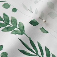 Watercolor botanical green summer leaves