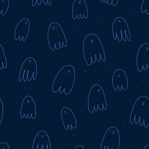 Cute cartoon ghosts characters Halloween pattern