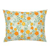 Cute spring garden abstract orange flowers pattern