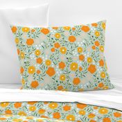 Cute spring garden abstract orange flowers pattern