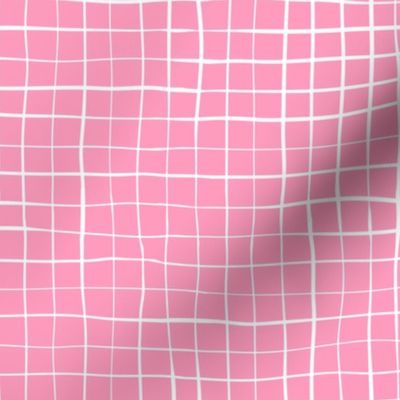 White hand-drawn lines crisscrossing on a pink background