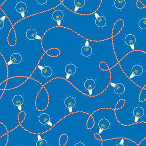 Party Christmas light bulb garland  festive pattern on blue