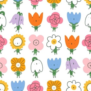 Super fun cartoon floral characters summer pattern