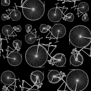 Antique Velocipede Bicycles with Black Background (Large Scale)