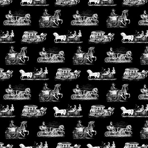 Antique Horse Drawn Carriages with Black Background