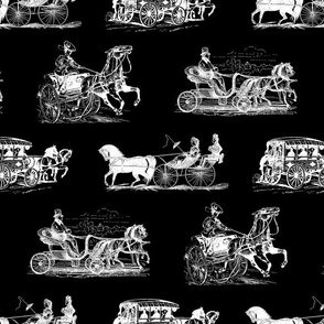 Antique Horse Drawn Carriages with Black Background (Large Scale)