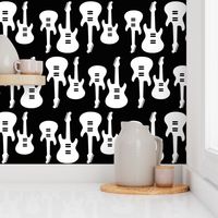 Vintage Electric Guitars in B&W with Black Background (Large Scale)