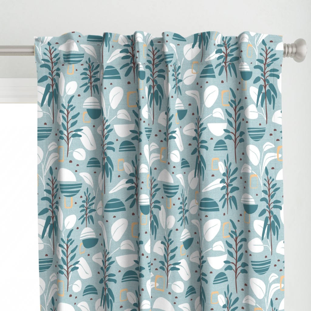 Nomad - Midcentury Modern Botanical Malibu Blue Large Scale