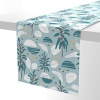 Nomad - Midcentury Modern Botanical Malibu Blue Large Scale