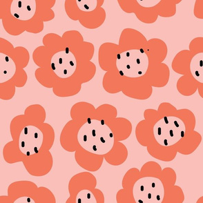 Big Flowers - Salmon Background