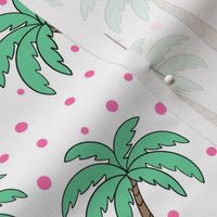 Palm trees - white with  pink dots