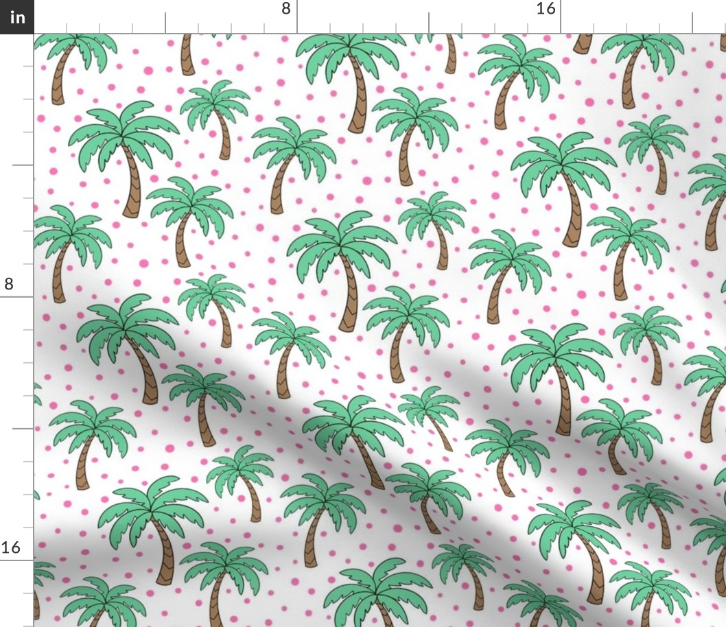 Palm trees - white with  pink dots