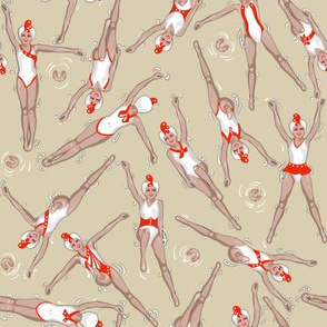 Ditsy Little Swimmers | Cream + Red