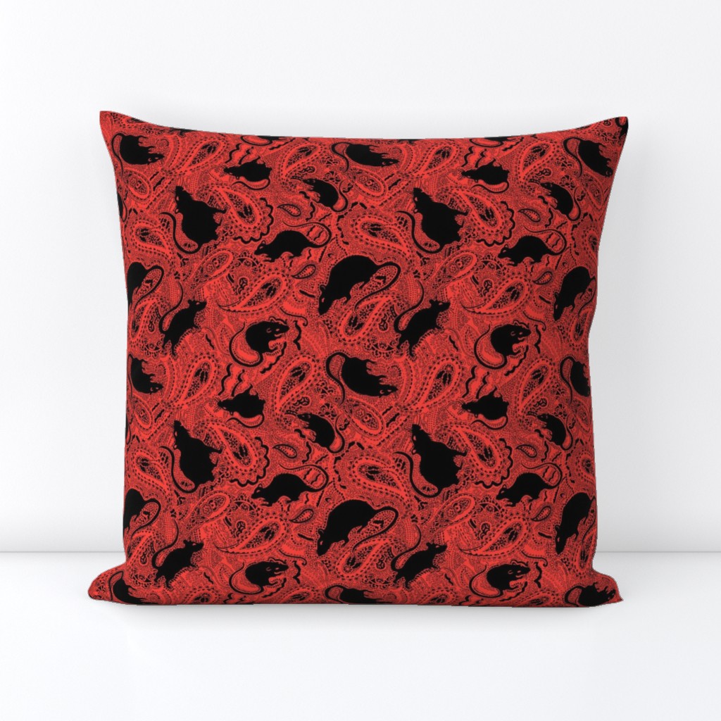 Paisley Rats - red black - SMALL