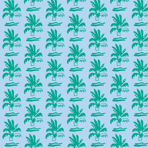 Little Palms  Teal  Blue