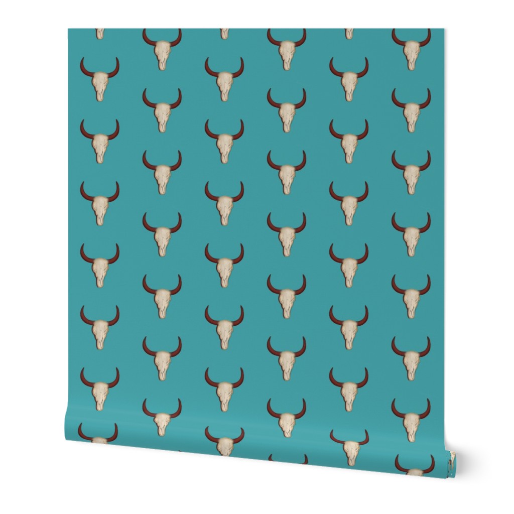 Kick- em- up! Cowgirl  / Bull / Skull Teal/Turquoise  