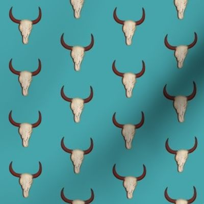 Kick- em- up! Cowgirl  / Bull / Skull Teal/Turquoise  