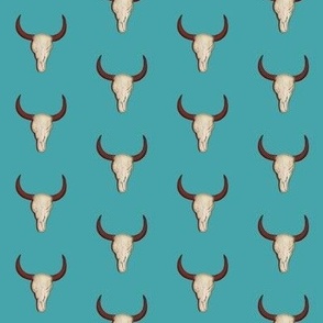 Kick- em- up! Cowgirl  / Bull / Skull Teal/Turquoise  