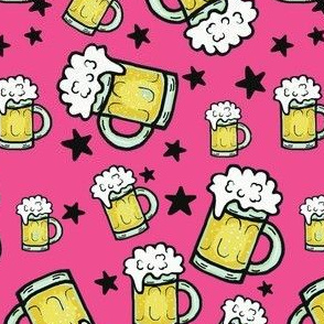 beer mugs on pink / Scatter small  