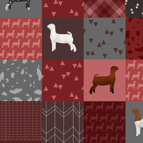 goat Mixed Breeds Cheater Quilt on Red