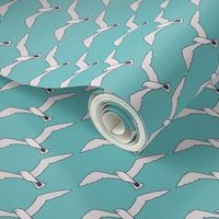 white seagulls on teal small