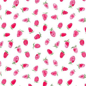 So sweet pink strawberry - watercolor painted berries