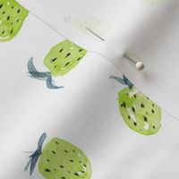 Fun green strawberry - watercolor berries