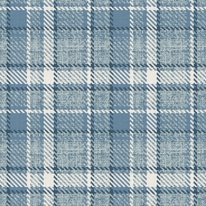 Tweed Mohair Woollen Tartan Cloth Grey Blue Ivory