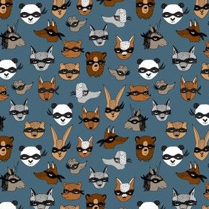 SMALL bandit animals // blue dressup fabric cute fancy dress animals illustration andrea lauren design cute animals creatures