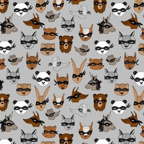 SMALL bandit animals // grey dressup fabric cute fancy dress animals illustration andrea lauren design cute animals creatures