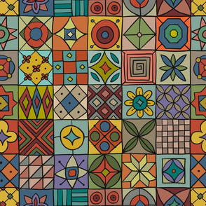 Talavera pattern. Indian patchwork. Turkish ornament. Moroccan tile mosaic. Spanish decoration. Ethnic background. Retro vintage for your design
