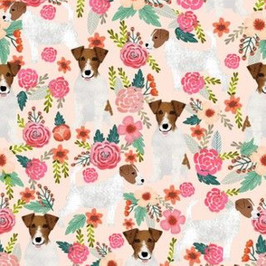 jack russell vintage florals fabric - light peach