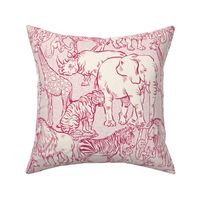 Safari Animals Fuchsia Pink Small Scale 