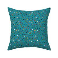 Gamer Doodles Ditsy Print Small Bright Blue 15cm Repeat