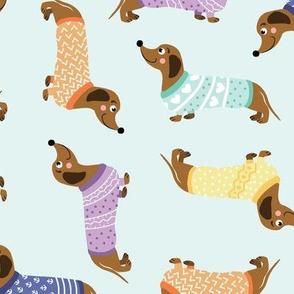 Dachshunds in Sweaters Mashup Lg (Mint)