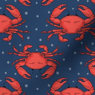 Crabs on navy