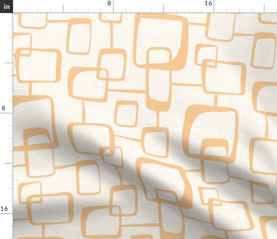 On The Quad - Mid Century Modern Geometric Textured Malibu White Sunrise Large Scale