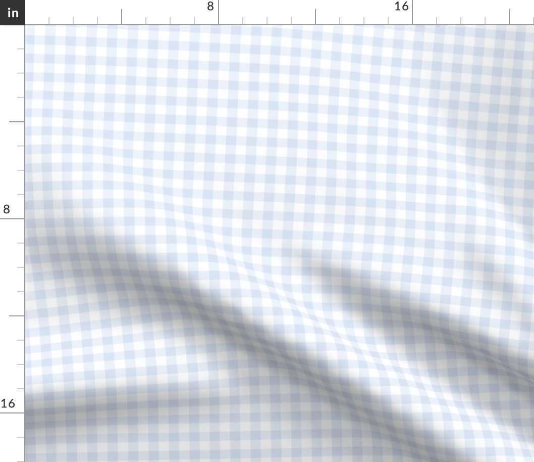 3/8" Chambray Blue Gingham: Tiny Blue Gingham Check, Buffalo Plaid