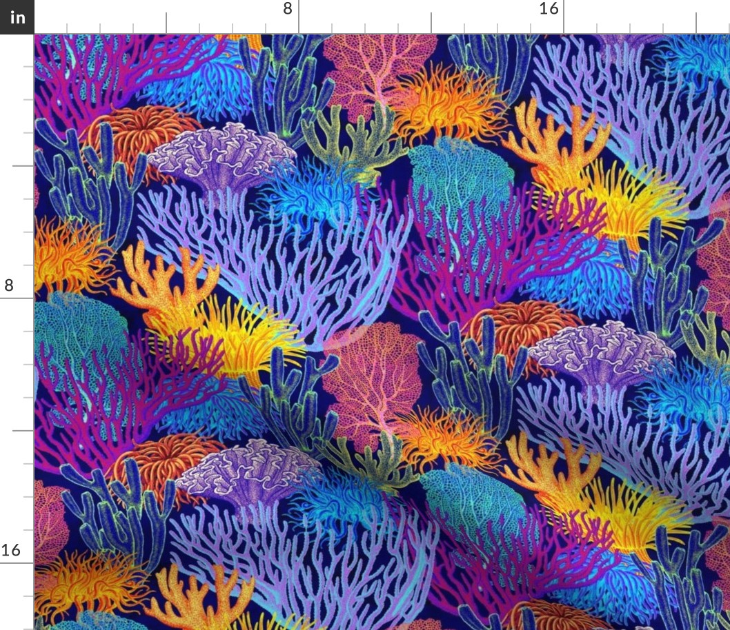 Ozean, rosa, Meer, bunt, Unterwasser, Riff, Anemonen, Boden, unter Wasser,  korallenrot, Koralle, Korallen, Fußboden Stoffe | Spoonflower