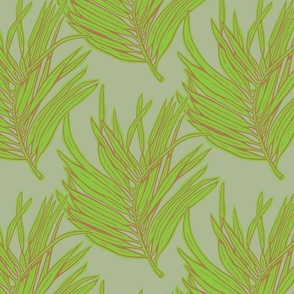 Thick Green Palm on Taupe